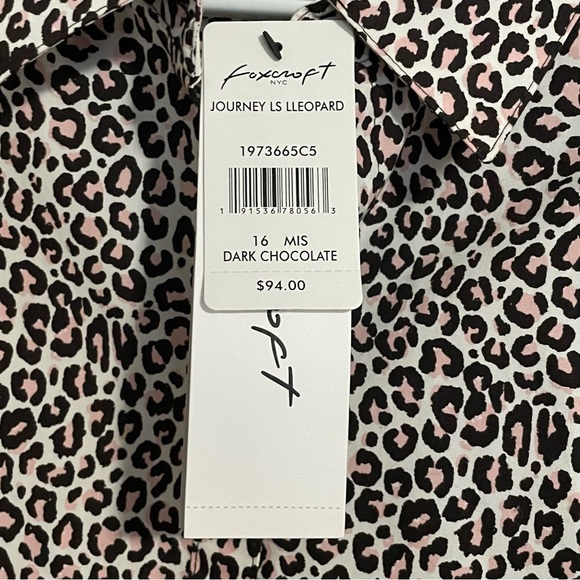 Foxcroft Pink, Brown & White Animal Print Shirt - 16 - Picture 4 of 10